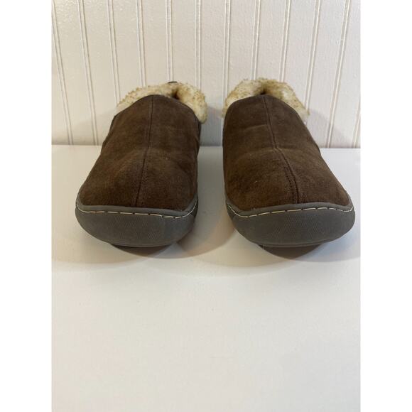 Magellan Slipper Mens 9 Moccasin Brown Suede Leather Fur Lined Comfort Casual - Picture 8 of 14